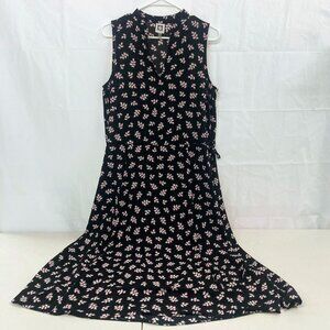 Anne Klein black/blush dress, fit and flare, longer skirt, adjustable waist, M